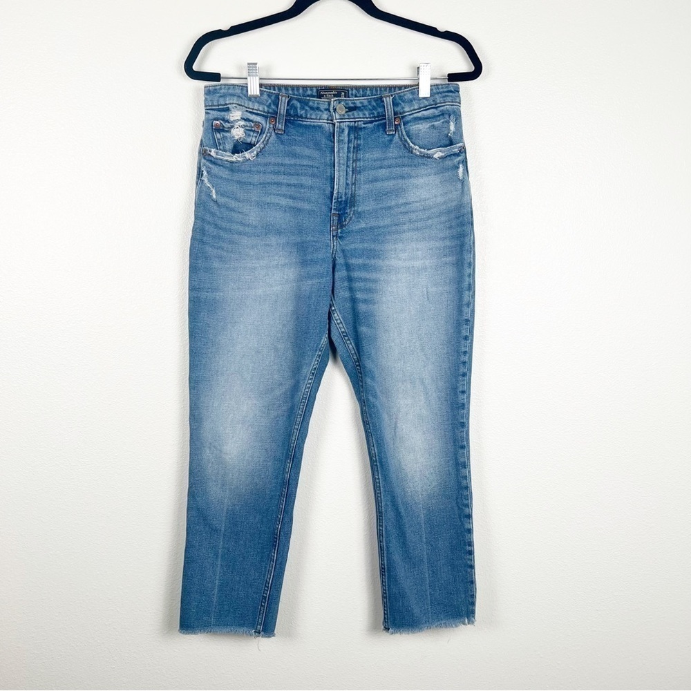 Abercrombie & Fitch Simone‎ High Rise Slim Jeans Blue Raw Hem 30 10S